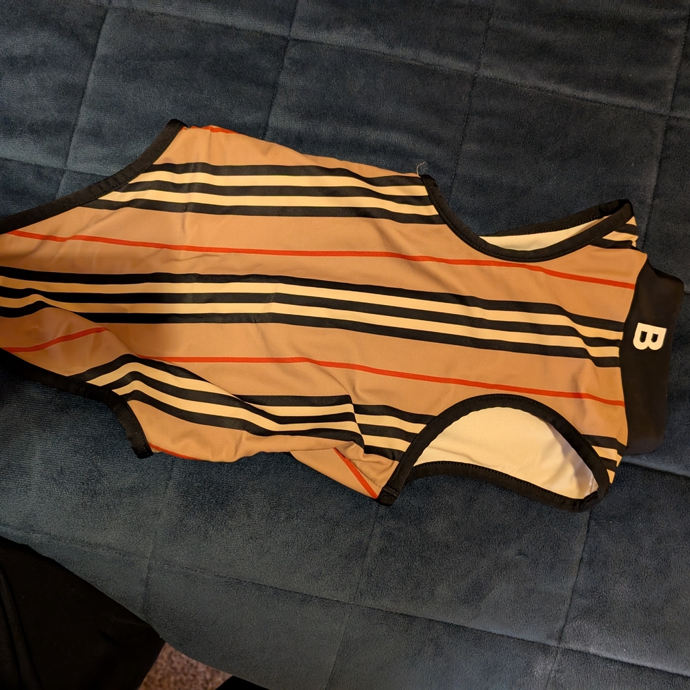 Burberry Black and Cream Striped Fabric